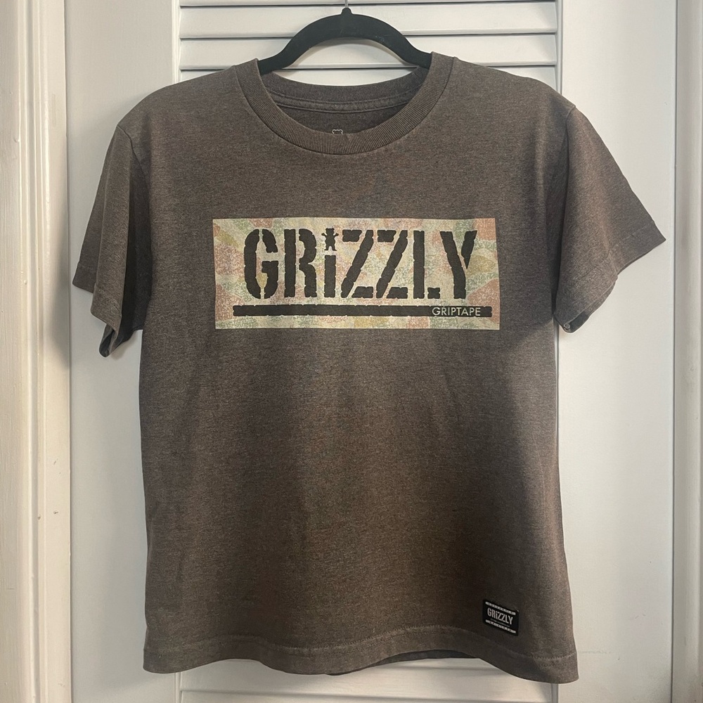 Grizzly Grip Tape Youth Medium Brown Tee - Excellent Condition